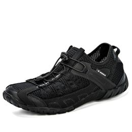 Lightweight Comfortable Men's Casual Shoes With Breathable Mesh Surface (Option: Black-46)