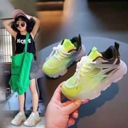 Boys And Girls Breathable Mesh Glow-in-the-dark Shoes (Option: Green-35)