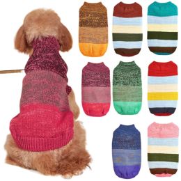 Horizontal Two-Legged Pet Warm Knit Striped Color Knit (Type: BluestripeL)