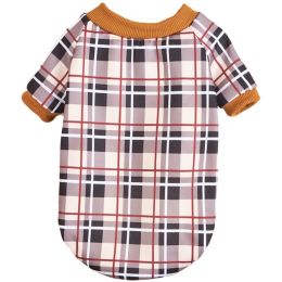 Warm Fleece Dog Clothing Classic Plaid Patchwork Dog and Cat Hoodies (Type: BeigecheckS)