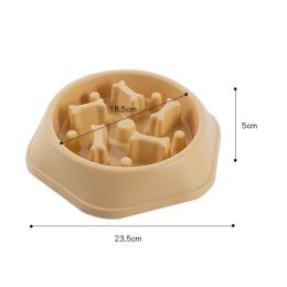 Pet Dog Bowl Dog Slow Feeder Bowl Puppy Cat Slow Eating Dish Bowl Anti-Gulping Food Plate Feeding Dog Cat Food Bowl Pet Supplies (Color: Yellow)